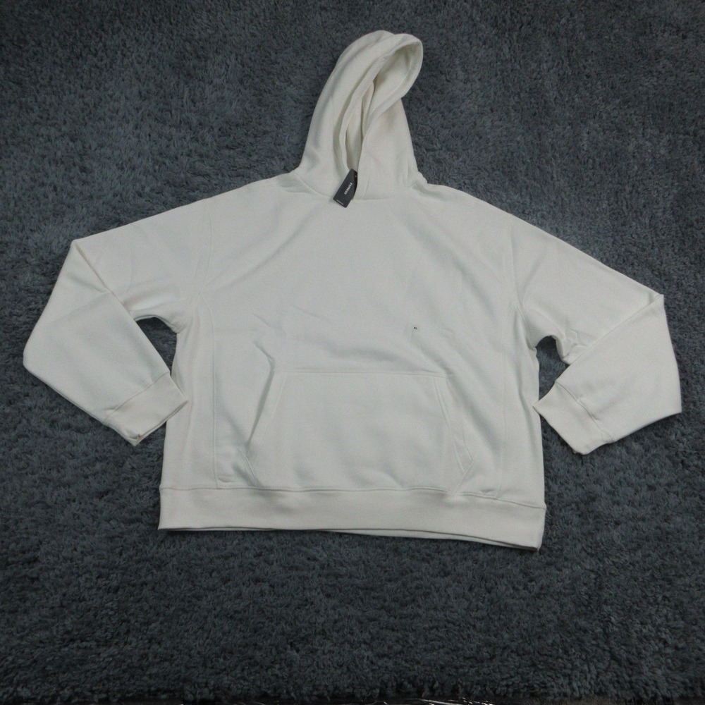 Express Mens XL Off White Solid Pullover Hoodie Sweatshirt NWT - Picture 4 of 13